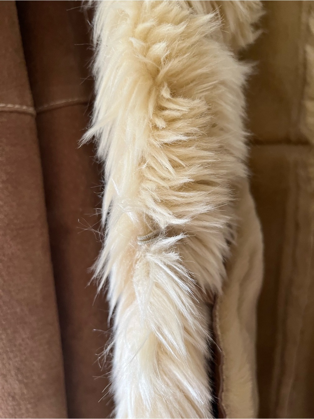 Vintage Y2K Wilsons Leather Tan Penny Lane Coat with Faux Fur Trim Size L - Picture 3 of 6